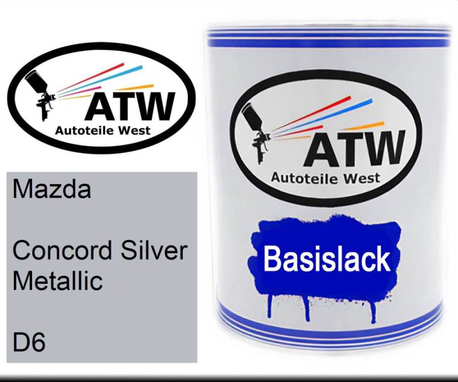 Mazda, Concord Silver Metallic, D6: 1L Lackdose, von ATW Autoteile West.